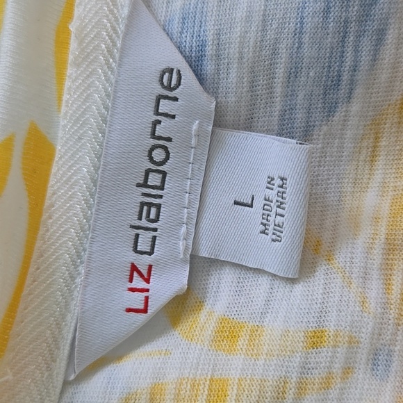 Liz Claiborne Floral Short Sleeve Top - Blue and Orange - Picture 5 of 7